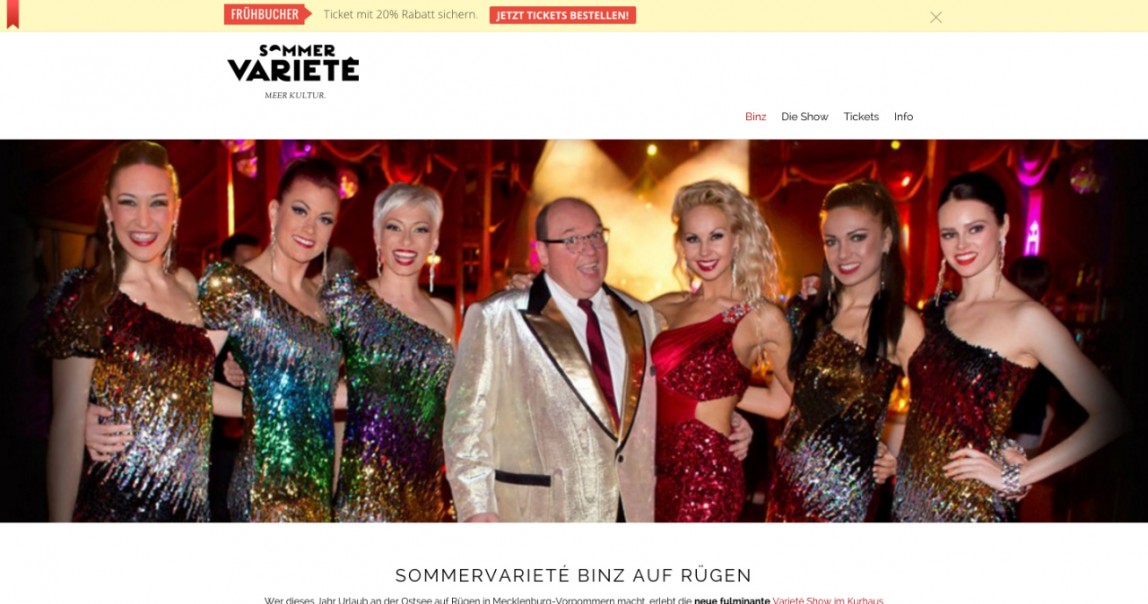 website Sommervarieté in Binz auf Rügen